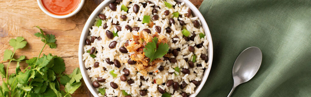 Gallo pinto with beans and rice mixed with vegetables