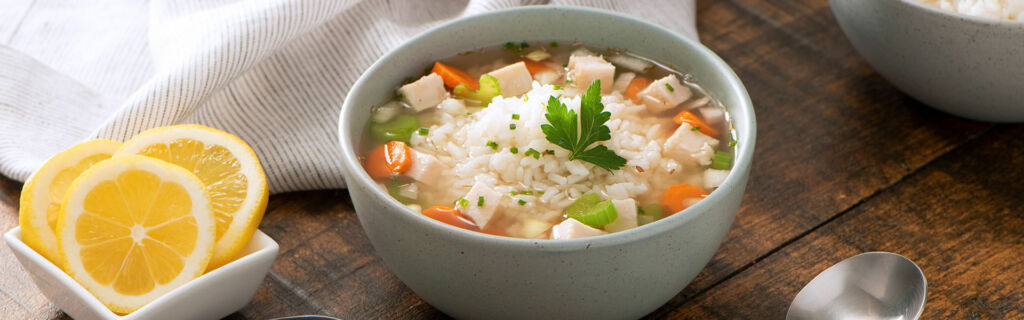 Homemade chicken and white rice soup