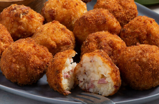 Israeli fusion Risotto balls with corned beef and sauerkraut