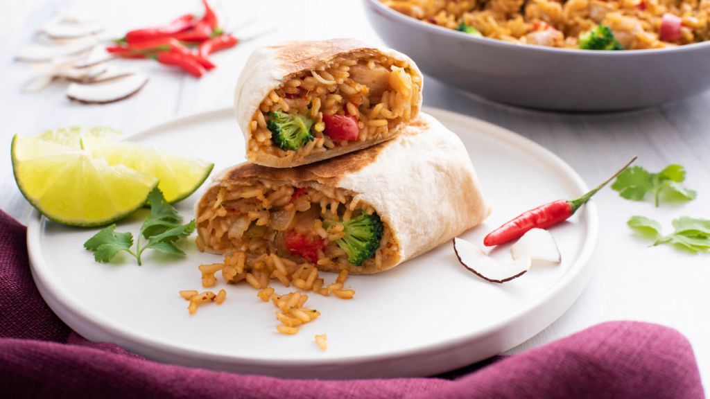 Thai Coconut Curry Chicken Burritos