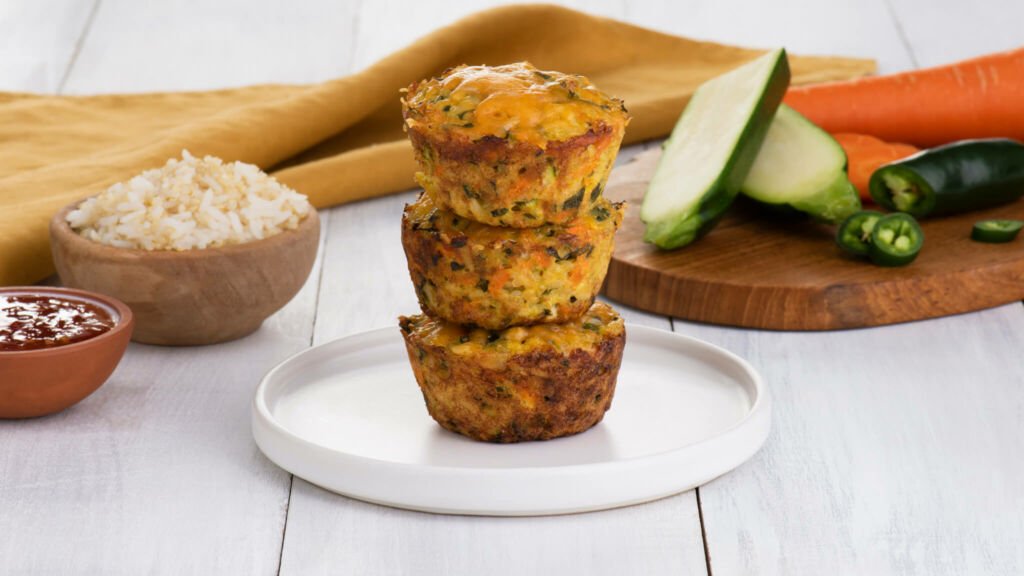 stacked-muffins-or-rice-cakes-with-vegetables-jasmine-rice-and-quinoa