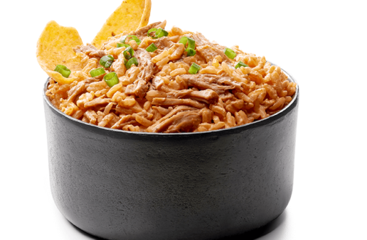 Creamy-Pulled-Pork-Rice-Dip-With-Jasmine-Rice-and-Chips