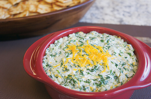 Dip de arroz con espinacas y queso