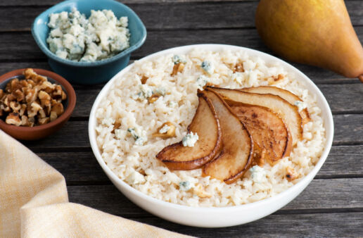 Blue Cheese Risotto with Pears and Toasted Walnuts