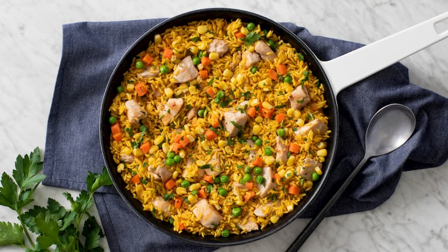 Arroz amarillo picante con pollo