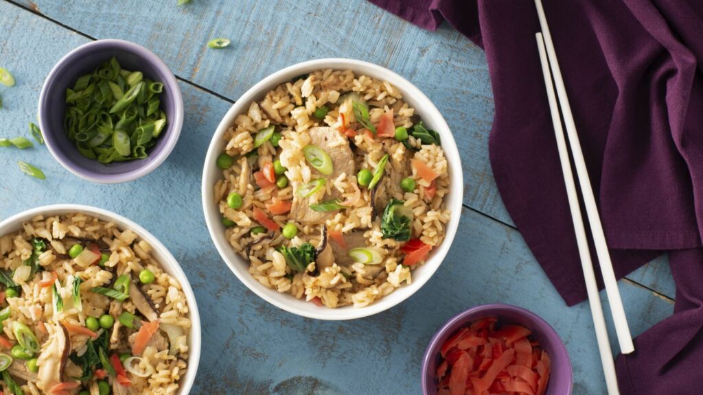 Ginger Pork Fried Rice with Jasmine Rice and Vegetables