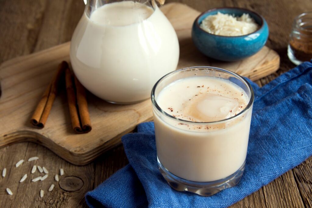 Mexican Horchata with cinnamon and milk