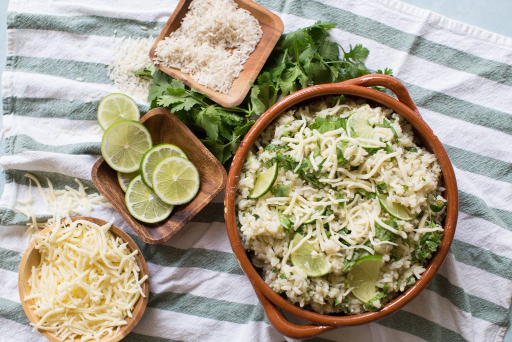 Creamy Arroz verde, green rice dish