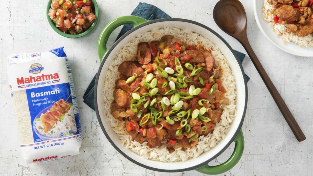 Mexican-Jambalaya-with-Sausage-and-Basmati-Rice