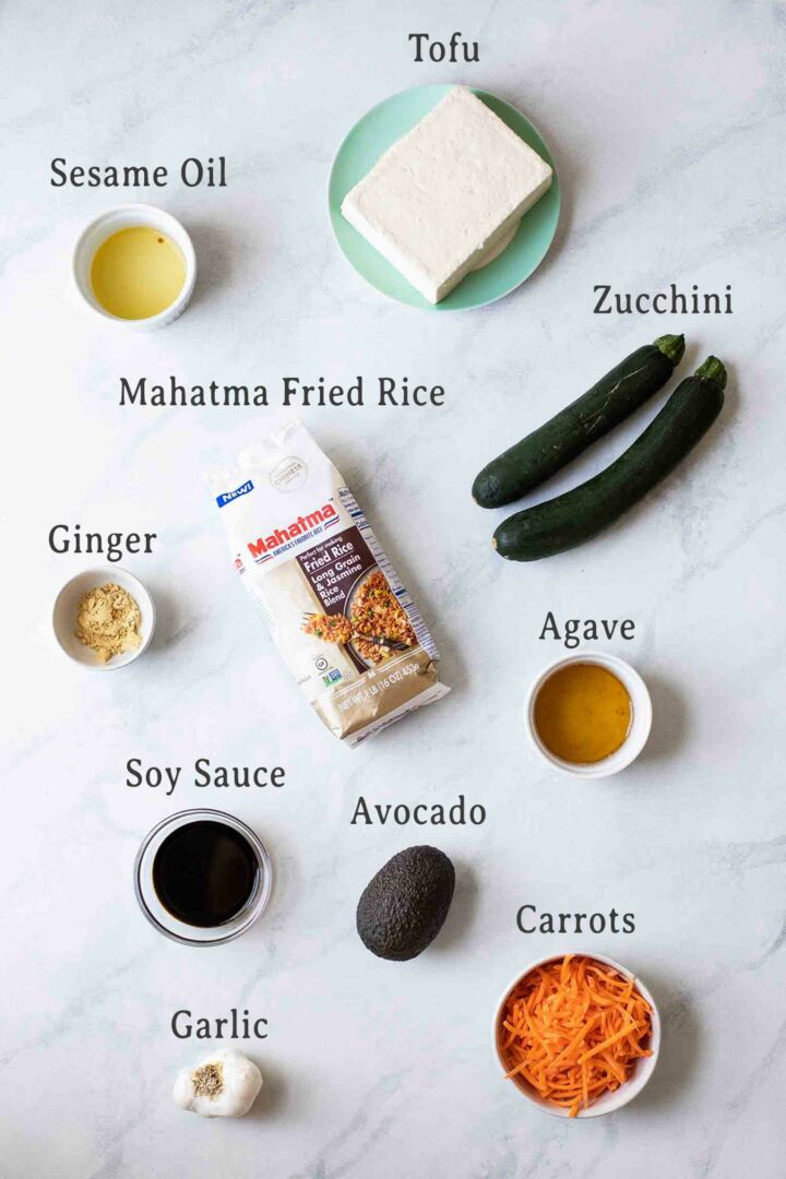 Ingredients for Asian Tofu Rice Bowls