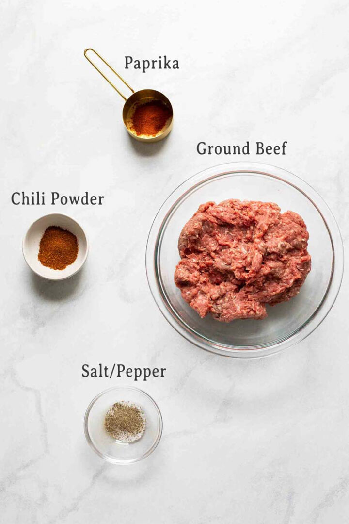 Ingredients beef burger patties