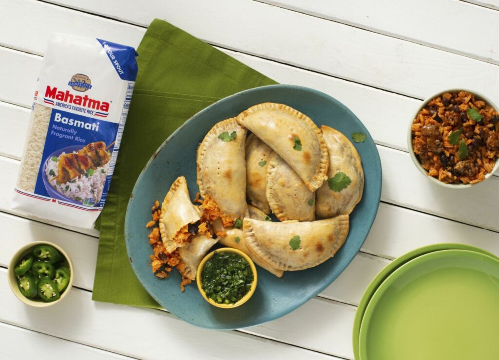 Empanadas-with-chorizo-beans-and-basmati-rice