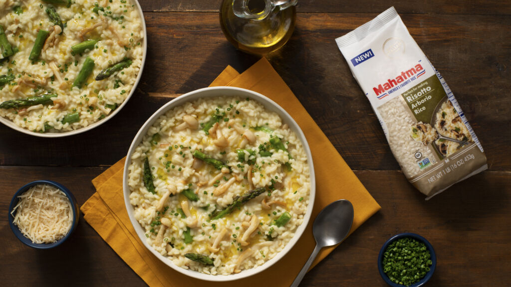 Truffle oil risotto with mushrooms and Parmesan