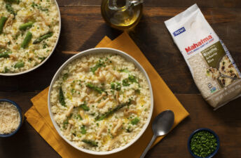 Truffle oil risotto with mushrooms and Parmesan