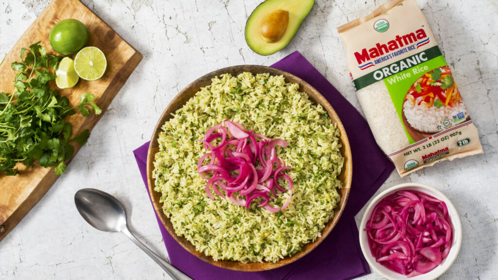 organic-white-rice-with-avocado-cilantro-and-lime-topped-with-pickled-red-onions