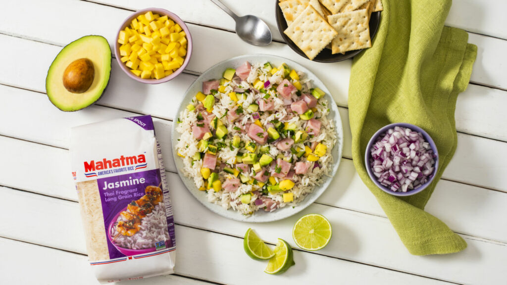 tuna-ceviche-with-mango-jasmine-rice-avocado-and-lime