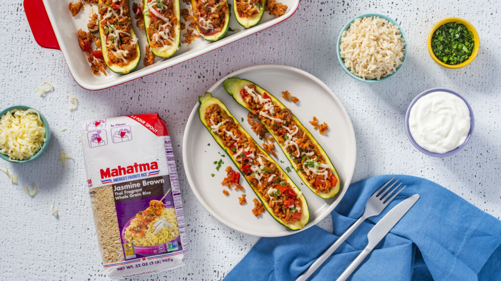 Zucchini-Boats-with-jasmine-brown-rice