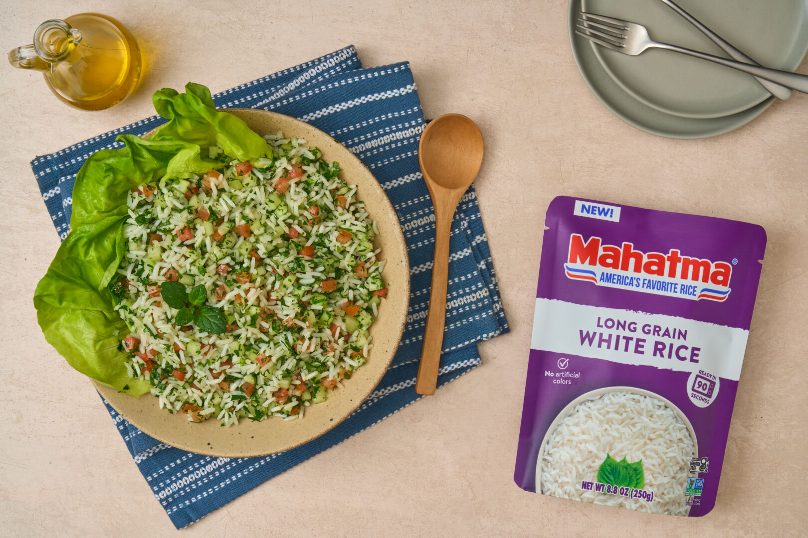 Mediterranean Tabbouleh-Style Rice Salad with Mint and Lemon